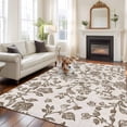 thumbnail image 3 of Pastoral Flowers Washable Area Rug 5 x 8 ft Brown Flower Farm Vintage Linen Texture , Soft Non Slip Rugs Stain Repellent Indoor Felt Carpet for Living Dining Room Bedroom Home Office, 3 of 9