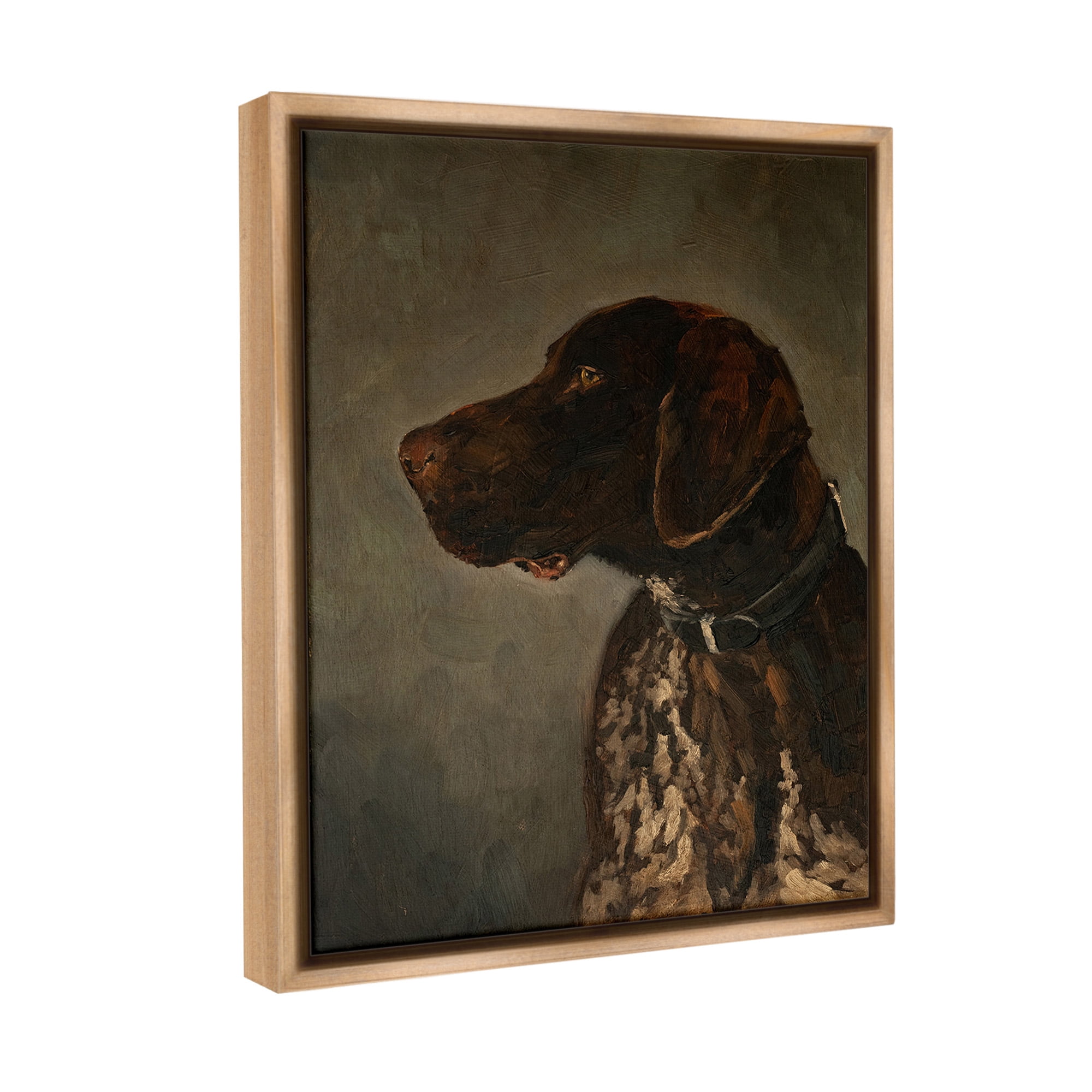 Stupell Industries Traditional Pointer Dog Portrait Animals & Insects Painting Brown Floater Framed Canvas Art Print Wall Art, 17 x 21