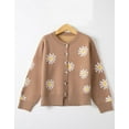 thumbnail image 2 of Alsol Lamesa Women's Cardigan Sweaters Daisy Flower Floral Print Open Front Buton Down Soft Knit Cardigans Sweater, 2 of 6