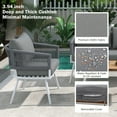 thumbnail image 3 of 4-Piece Rope Patio Furniture Set with Ajustable Feet, Boho Rope Outdoor Conversation Set with Wood Table, Sofa Seating Set with Thick Cushion for Backyard Lawn Garden, Grey, 3 of 8