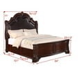 thumbnail image 6 of Classic Vintage Style 3Pc King Panel Bed Nightstands Set Brown Finish Bedroom Furniture Wooden Faux Leather, 6 of 7