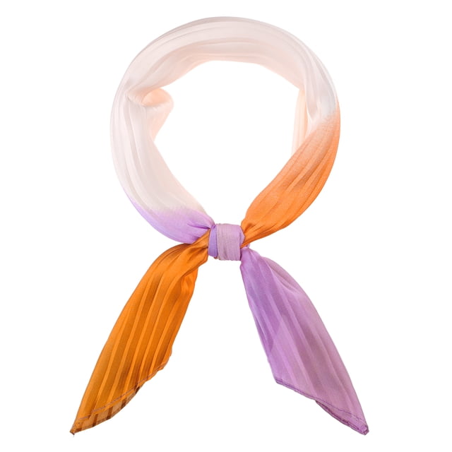 BUFANDAS DE SATÉN PLEGADAS DE COLOR GRADIENTE INSPIRADAS EN CHIC PARA MUJERES, BUFANDA LARGA ELÁSTICA OMBRE COLORIDA 36.2x13.8" Colorido-4
