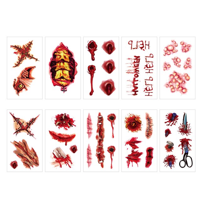 Venta urgente Halloween Skin Stickers Wound Skin Stickers Simulation Skin Skin Scar Skin Knife Simulation Waterproof Skin StickerPopulares ¡NUEVO!