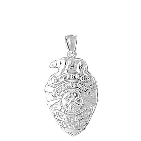 14K White Gold Los Angeles Fire Department Pendant - 31 mm