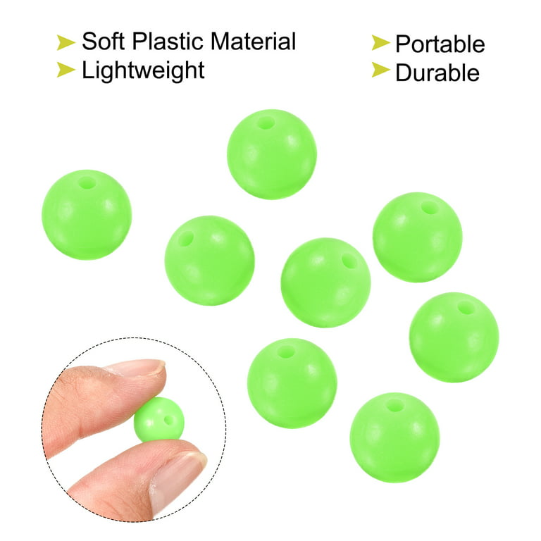 Uxcell 12mm Round Soft Plastic Luminous Glow Fishing Beads Tackle Tool Green 200 Pieces, Size: 12 mm
