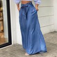 thumbnail image 1 of Pantalones largos de cintura alta para mujer, falda holgada informal con cinturón, ropa de calle lisa, 2023, 1 of 5