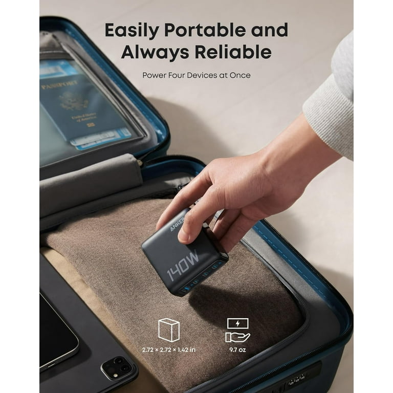 Anker 140W USB-C Charger, 4-Port Fast Charging Adapter, GaN Tech