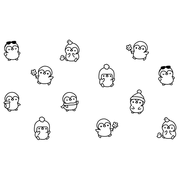 Vinyl Adhesive Adorable 20" x 33" Multi Design Penguin Animals Decoration Sticker Penguin Drawing Images Design Home Kids Nursery Bedroom Removable Wall Decal