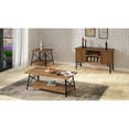 thumbnail image 3 of Wallace & Bay Douglas Rustic Brown and Metal Gray 45" Coffee Table with Solid Wood Top, Metal Base, And Open Storage Shelf, 3 of 6