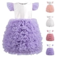 thumbnail image 6 of ZACPNCV Girls Tutu Dress Irregular Tulle Flutter Sleeve A-Line Princess Gown Flower Girl Birthday Party Ball Gown Purple 4-5 Years, 6 of 6