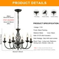 thumbnail image 3 of Garwarm 22.8 in. 6-Light Vintage French Country Chandelier, Farmhouse Candle Pendant Light Fixture for Kitchen Island Dining Room Living Room, 3 of 17