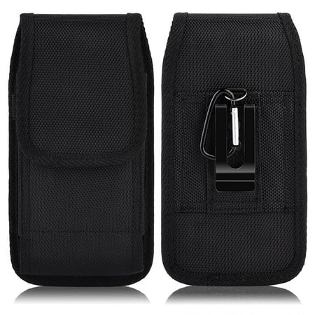 Horizontal Cell Phone Pouch (For Samsung Galaxy NOTE 8 / NOTE 5 / NOTE 4 / NOTE Edge ~ Cell Phone Case Pouch Holster - Vertical / Horizontal Tough Nylon Pouch Duty Metal Clip)