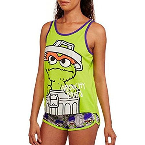 Sesame Street Oscar The Grouch Juniors Sleep Tank and Boxer Short