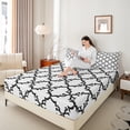 thumbnail image 4 of Manfei White Black Twin Sheet Sets,Modern Geometric Art Twin Fitted Sheet,Boho bohemian Flower Flat Sheet For Adults,Microfiber Bedroom Decor,3-Piece, 4 of 7