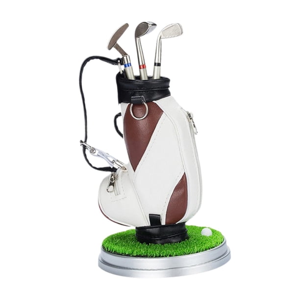 Bolsa de golf, portalápices, bolígrafos para palos de golf, práctico con base, artículos de escritorio de recuerdo para eventos, para golfista, padre, marrón