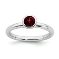 thumbnail image 1 of 925 Sterling Silver Stackable Expressions Low 5mm Round Garnet Ring Size: 8; for Adults and Teens; for Women and Men, 1 of 5