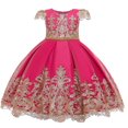 thumbnail image 1 of Robe de Bal pour Fille en Dentelle Florale Brodée, Robe de Fête, Mariage, Demoiselle d'Honneur, Concours, Rétro, Nœud, Robe de Princesse (8 Ans, Rouge), 1 of 7