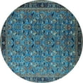 thumbnail image 1 of Ahgly Company Indoor Round Oriental Light Blue Traditional Area Rugs, 5' Round, 1 of 4