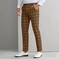 thumbnail image 2 of Men's Dress Plaid Trousers Slim Fit Flat Front Business Pants Fashion Stretch Skinny Golf Office Long Pants with Pockets (3XL, Coffee), 2 of 6