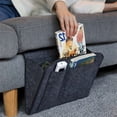 thumbnail image 3 of Spencer Felt Bedside Caddy Bedside Essentials Pocket Bed Sofa Storage Organizer with 5 Pockets for TV Remote Control, Phones, Glasses, Accessories (Gray), 3 of 10