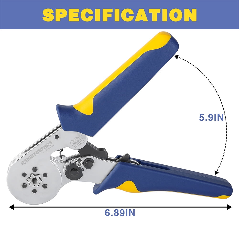 Ferrule Crimping Tool Kit,Haisstronica Self-Adjusting Hexagonal Wire Crimper Plier for AWG 23-10 with 1200PCS Red Copper Wire End Terminals,Ratchet Wire Crimping Tool-Wire End Ferrules
