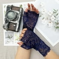 thumbnail image 4 of 1 Pair Gloves Half Fingers Lace See-through Hollow Out Flower Embroidery Solid Color Elastic Bride Wedding Prom Party Decorative Gloves, 4 of 7