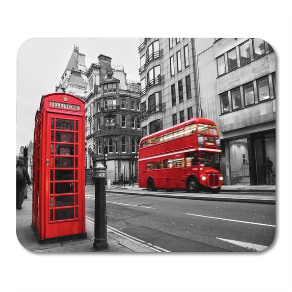 KDAGR Black Bus Fleet Street London UK Selective Color Red Mousepad Mouse Pad Mouse Mat 9x10 inch