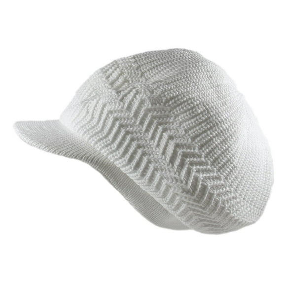Knitted Cotton Rasta Slouchy Beanie Visor (White)