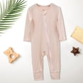 thumbnail image 2 of Baby Boy Girl Clothes Newborn Zipper Footies Jumpsuit Solid Long Sleeve Baby Newborn Baby Girl Boys Romper Outfit, 2 of 4