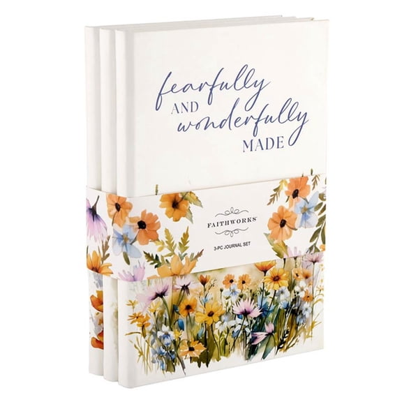 Faithworks Inspirational Journals - Medium Hardcover Notebooks with Scripture, Set of 3, Fearfully & Wonderfully Made