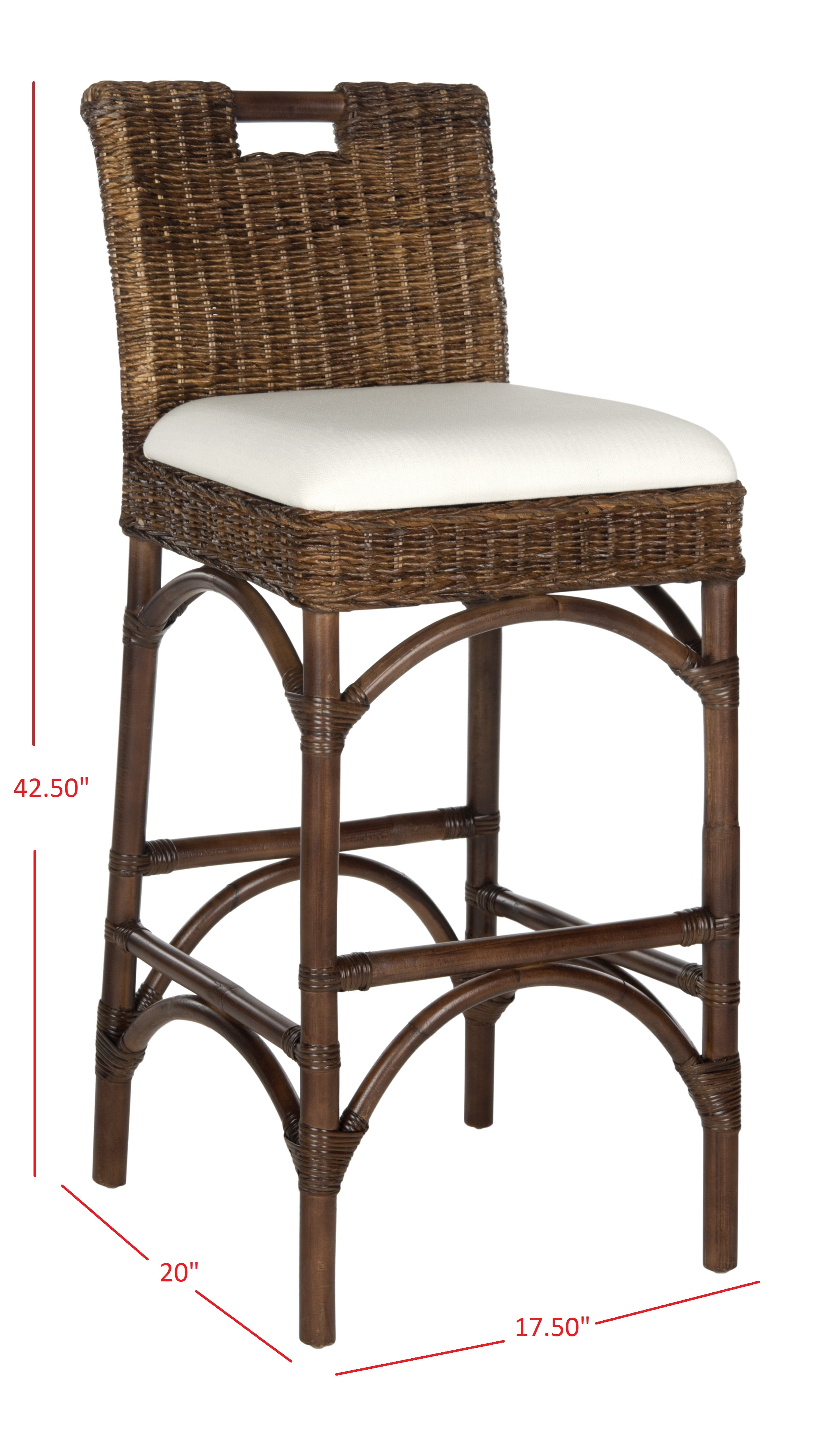 SAFAVIEH Fremont Square Mid Back Bar Stool, Brown