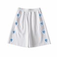 thumbnail image 4 of Women's Elastic Waist Casual Loose Summer Bermuda Shorts with Pockets Heart Embroidery Print Baggy Comfy Lounge Shorts, 4 of 5