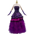 thumbnail image 2 of Women Princess Mal Purple Dress Fancy Halloween Party Evening Ball Gown with Gloves, 2 of 8