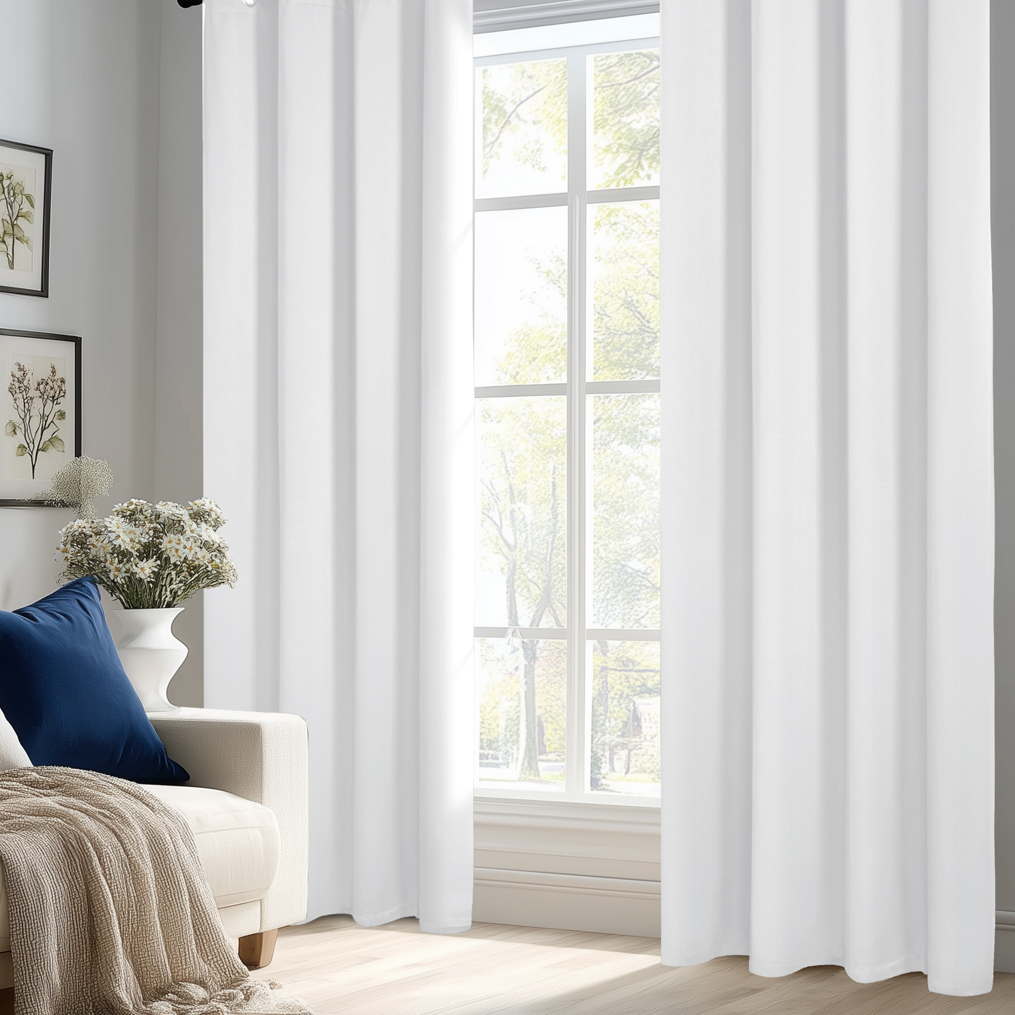 ZOPZO Room Darkening Blackout Curtains, Bright White, 52W x 72L Inch, Energy Saving Thermal Insulated Drapes for Bedroom and Nursery, Set of 2