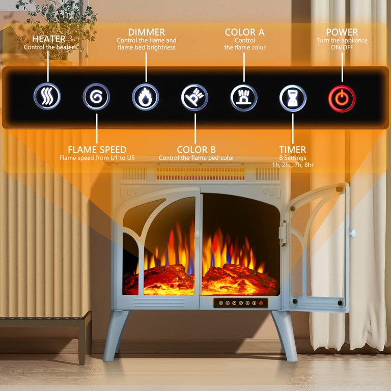 Kndko 24'' Blue Electric Fireplace 1500w Freestanding Portable Indoor  Electric Stove Heater w/ 3D Flame Effect - Walmart.com
