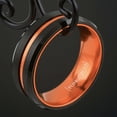 thumbnail image 4 of Wedding Rings For Men & Women 8mm Black Tungsten Band w/ Orange Groove Line, 4 of 7