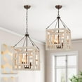 thumbnail image 4 of LALUZ Farmhouse Wood Chandelier, 4 Light Rustic Mid-Century Cube Wooden Chandeliers Light Fixture for Dining Room, Living Room, Bedrooms, Living Room, Entryway, 4 of 7