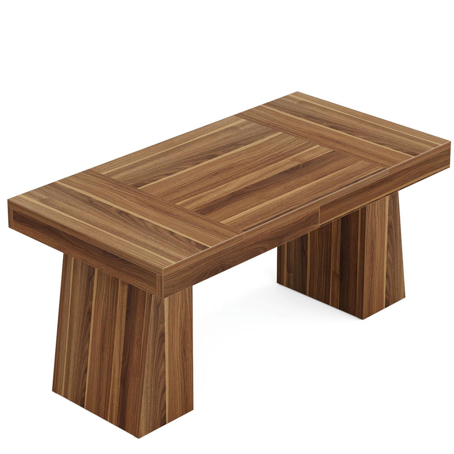 Demi Bonn 55" Wood Executive Computer Desk, Modern Duty Study Writing Gaming Table for Home Office, Rectangle Workstation, Brown