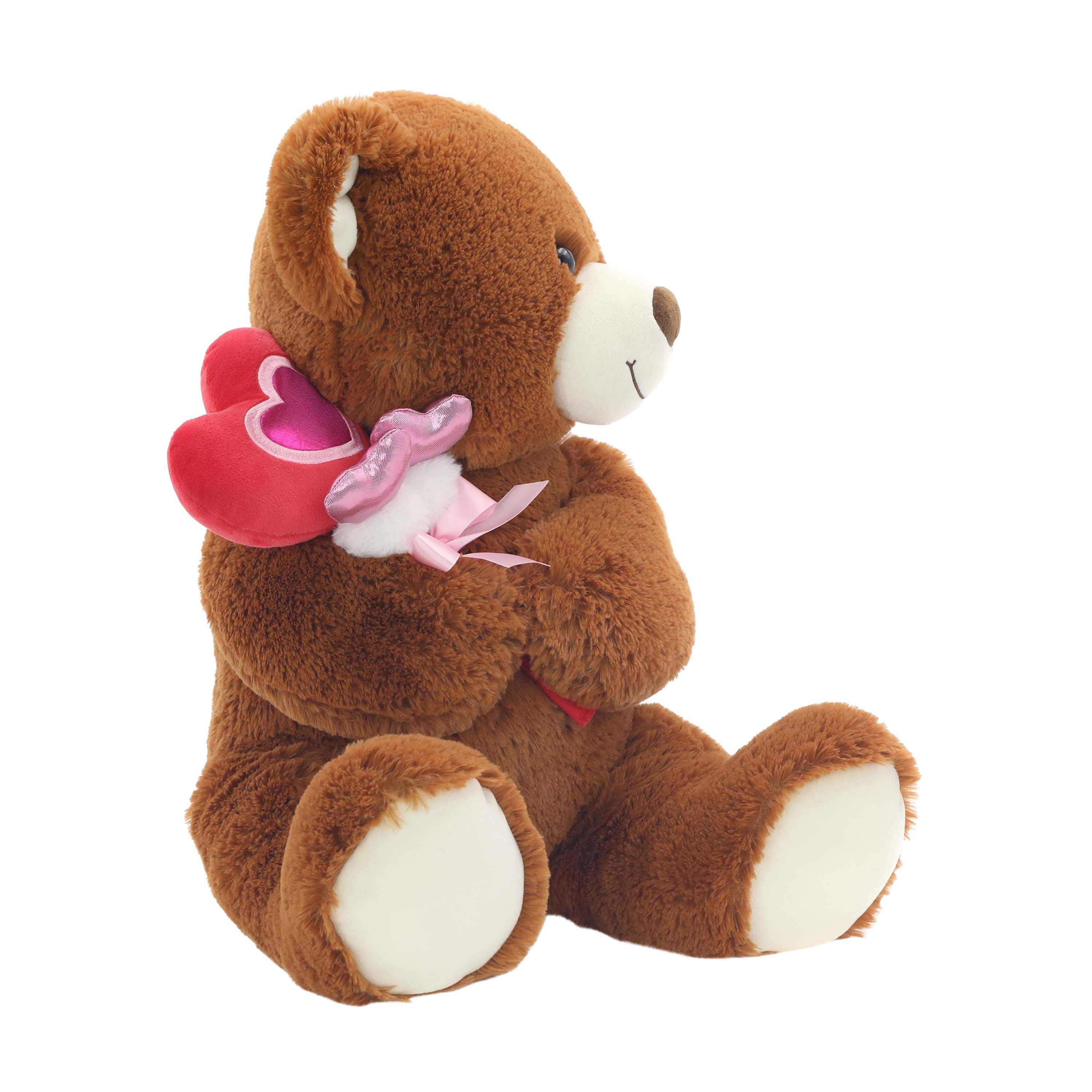 Large 17.5-Inch Sweet Brown Teddy Bear Plush Stuffed Animal with Valentine Heart Bouquet by Way to Celebrate