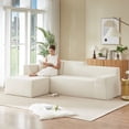 thumbnail image 2 of Aukfa 96" Modular Sectional Sofa, L-Shaped Cloud Couch with Left Facing Chaise, Corduroy 3-Seat Memory Foam Sofa for Living Room, White, 2 of 8