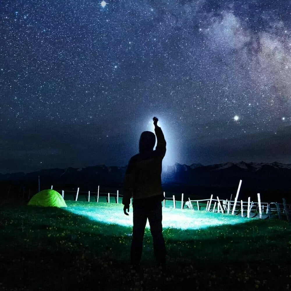 Outdoor Rechargeable LED Flashlight 6 in 1, Ultra Bright 1000 Lumens, Waterproof Rechargeable Torch for Camping Zoomable, Magnetic Base, Type-C Charging, 240m ultra-long Irradiation Distance