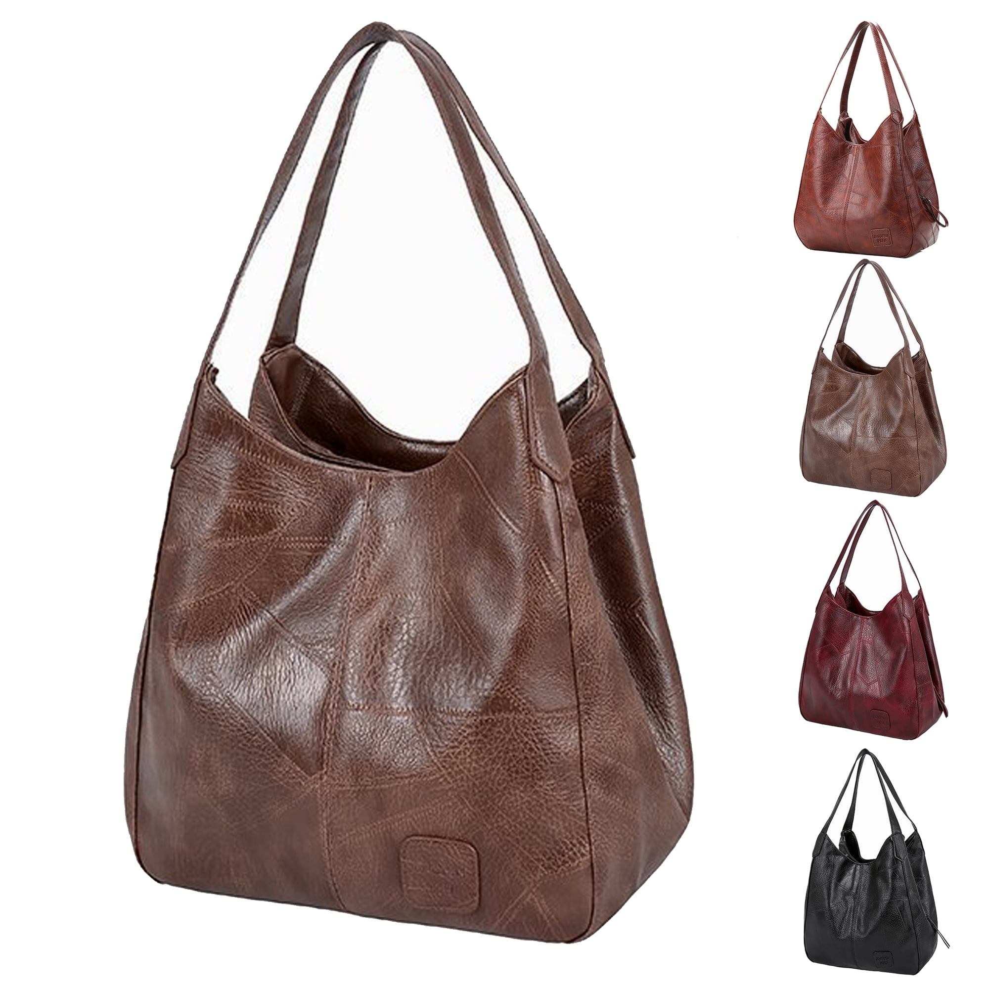 Women PU Leather Handbags Large Capacity Tote Bags Retro Designer Big