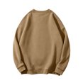 thumbnail image 4 of Unisex Crew Neck Long Sleeve Solid Sweatshirt Oversized Casual Pullover Comfortable Basic Top for Fall Winter Everyday Wear and Weekend Outings Khaki 3XL, 4 of 8