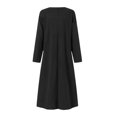 thumbnail image 3 of BiZtdJrK Womens Plus Size Sweatshirt Dresses Side Split Long Sleeve Crew Neck Casual Pullover Sweatshirts Pleated Loose Lounge Midi Dress Black XXXL, 3 of 5