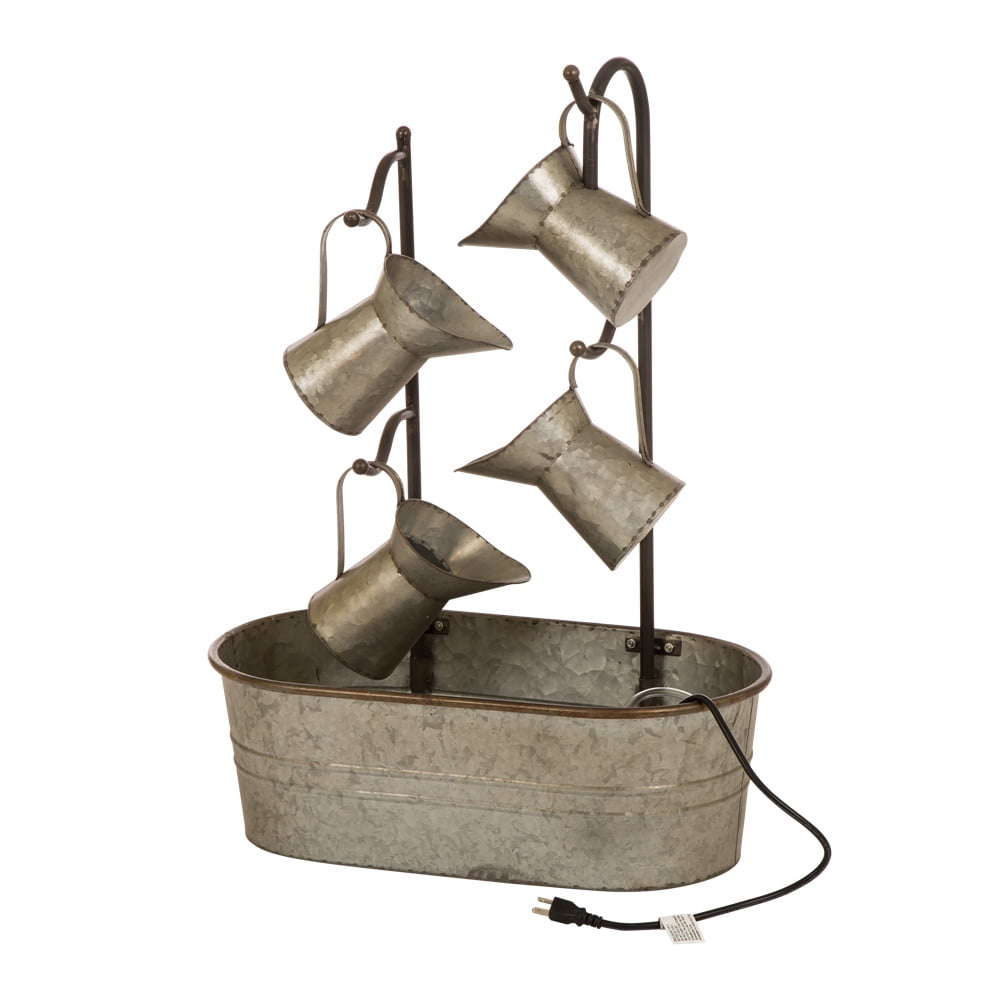 Glitzhome 33.25"H Farmhouse Galvanized Metal Pitchers Fountain