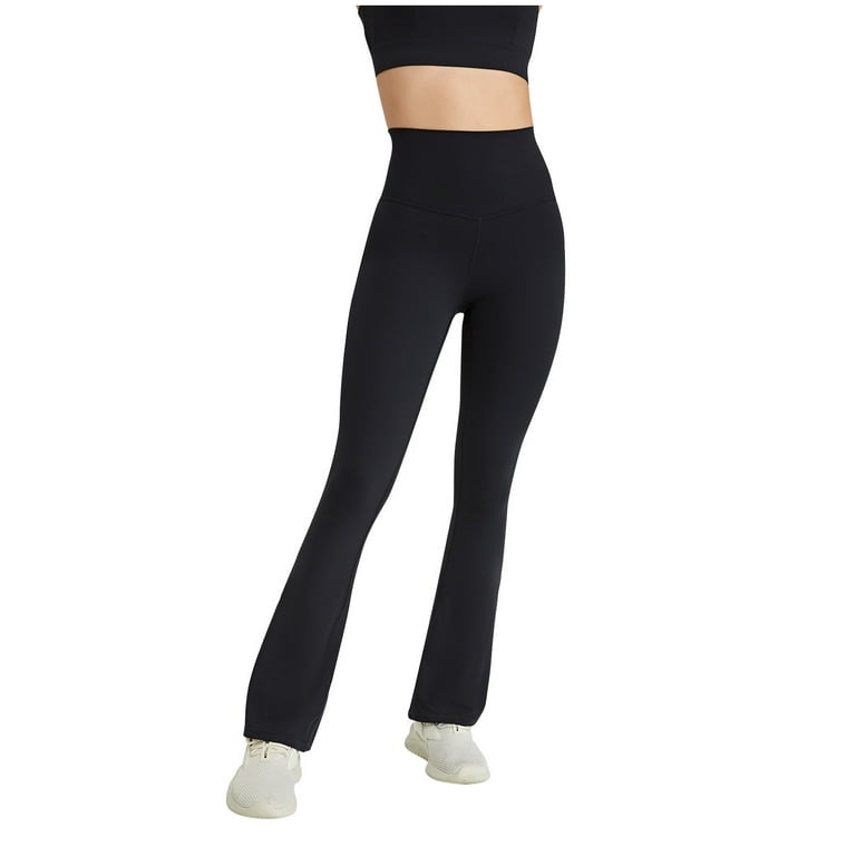  THE GYM PEOPLE Bootleg Yoga Capris Pants for Women Tummy  Control High Waist Workout Flare Crop Pants with Pockets (Small, Black) :  Clothing, Shoes & Jewelry