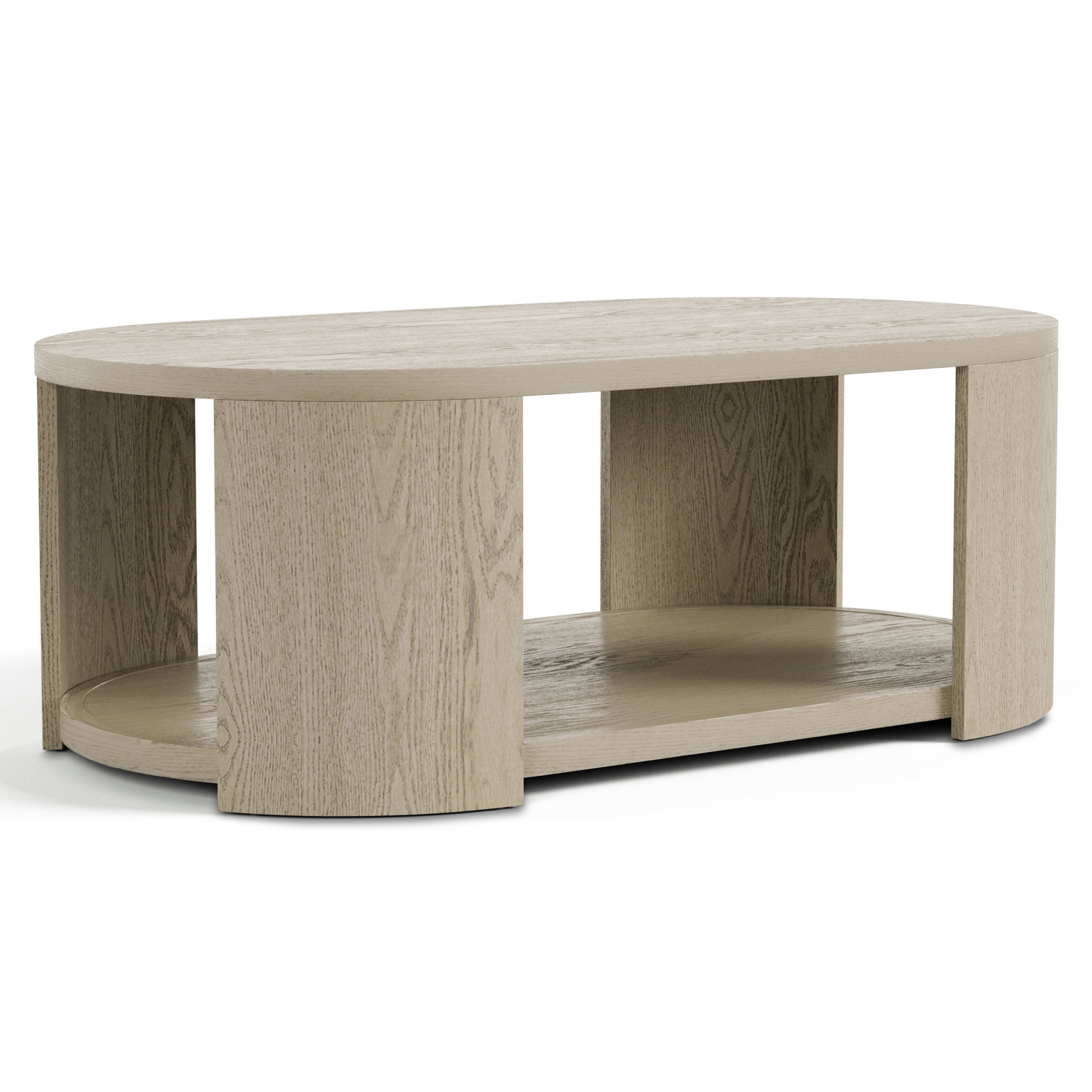 Furniture of America Cheri Modern Oval Solid Wood Indoor Coffee Table with 1-Shelf and Casters, Oak