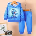 thumbnail image 2 of Zshosam Kids Clothes Boys Clothes 2pcs Little Boy Color Block Hoodie + Jogger Pants, Boys Fall Outfits Set Size 2T 3T,(Blue 2-3 Years), 2 of 9
