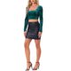 thumbnail image 2 of INSPIRAR CHIC Manga Fruncida para Crop Tops de Terciopelo con Escote Corazón para Mujeres Fiesta L Azul Lago, 2 of 5