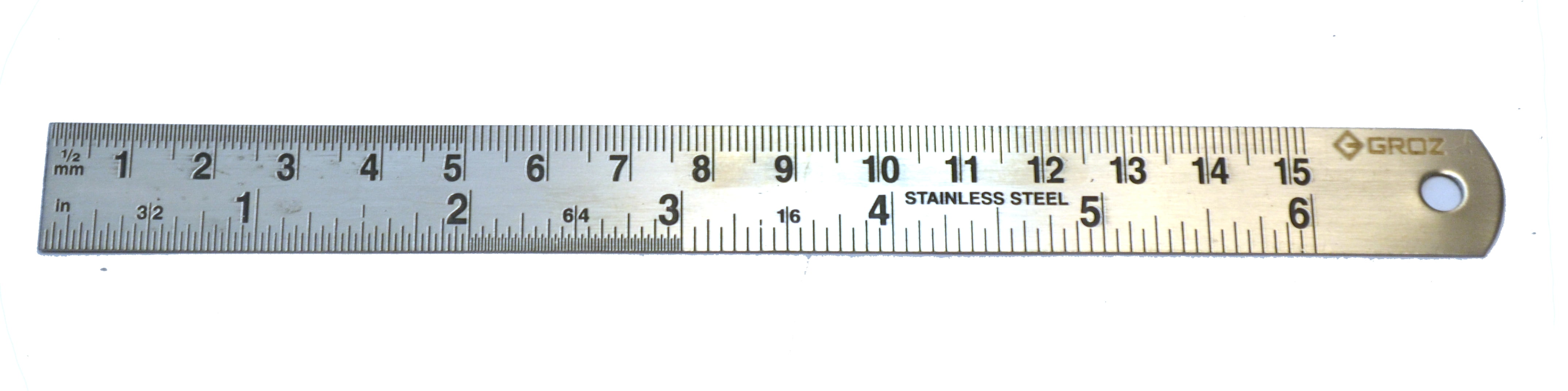 Groz 01330 6 English Metric Ruler Stainless Steel Ruler